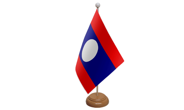Laos Small Flag with Wooden Stand